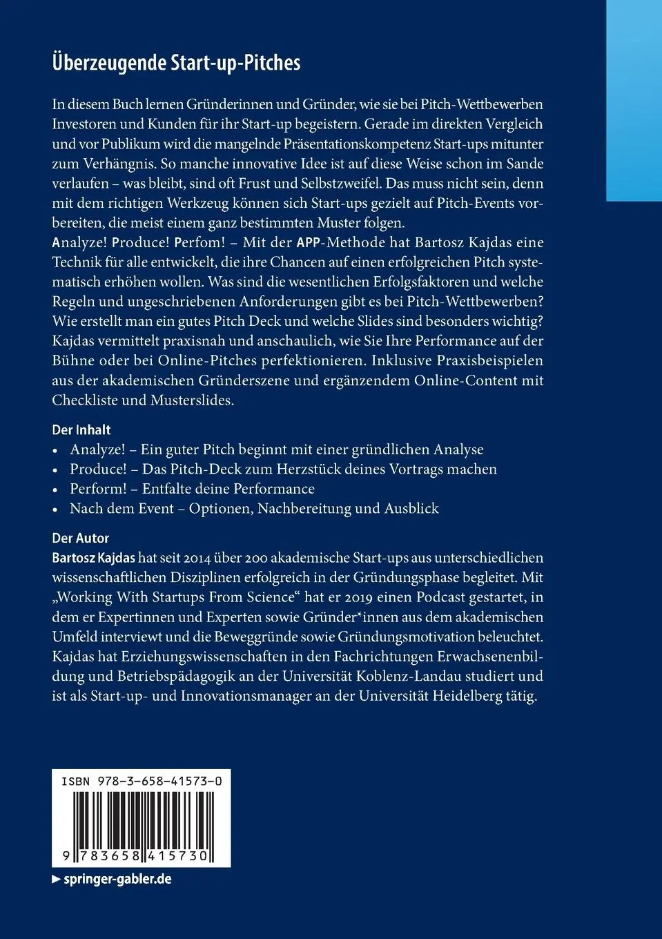Rückseite: 9783658415730 | Überzeugende Start-up-Pitches | Bartosz Kajdas | Taschenbuch | xv