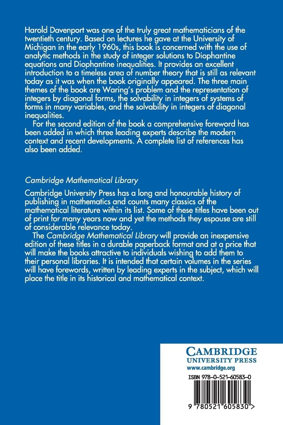 Rückseite: 9780521605830 | Analytic Methods for Diophantine Equations and Diophantine...