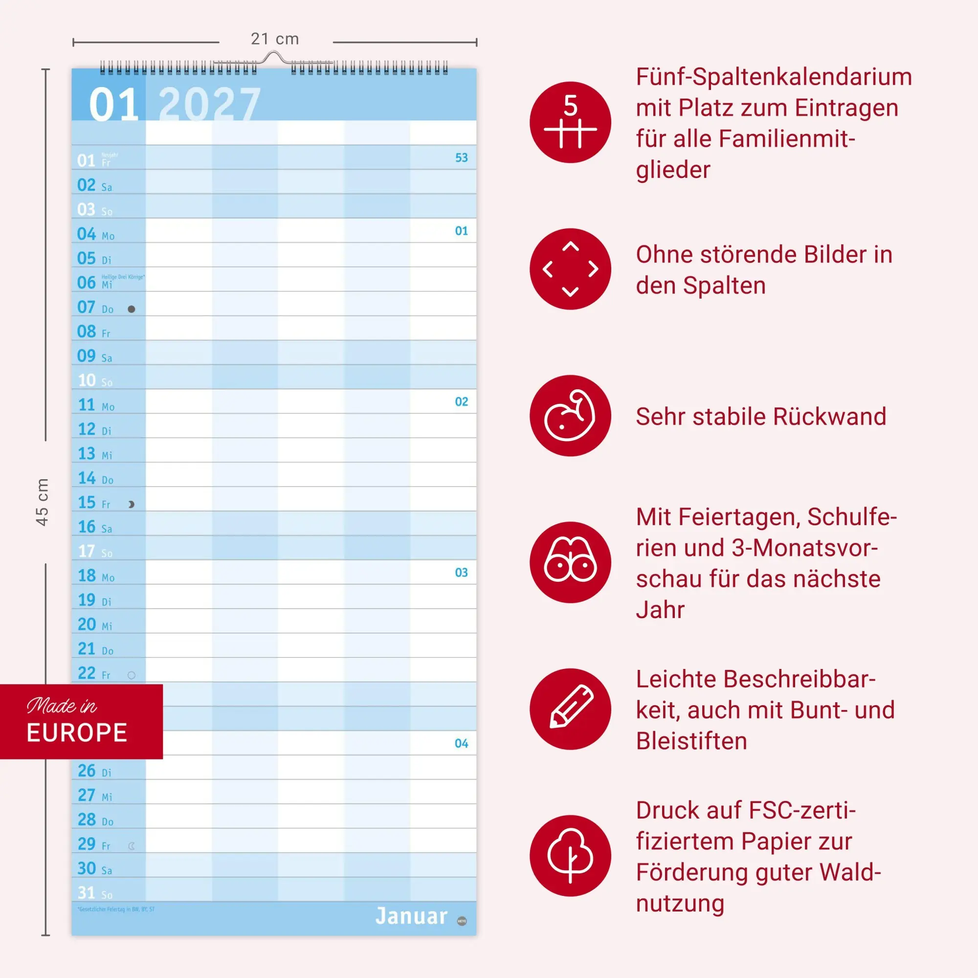 Bild: 9783756415830 | Basic Familienplaner 2027 | Heye | Kalender | Basic Planer Heye | 2027