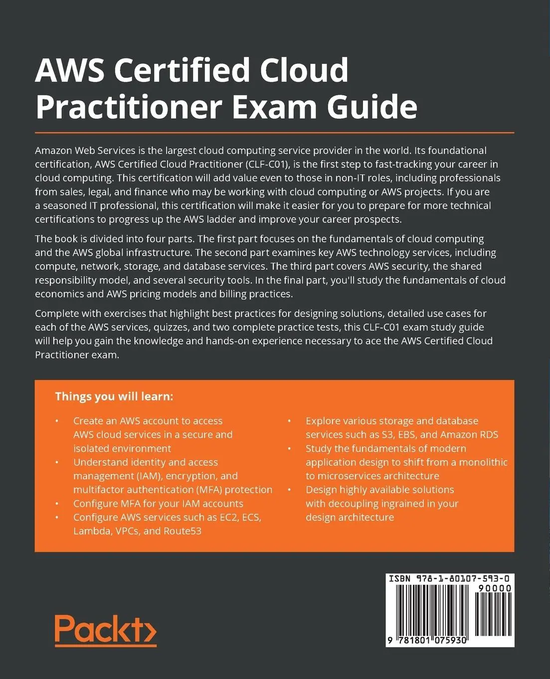 Rückseite: 9781801075930 | AWS Certified Cloud Practitioner Exam Guide | Rajesh Daswani | Buch