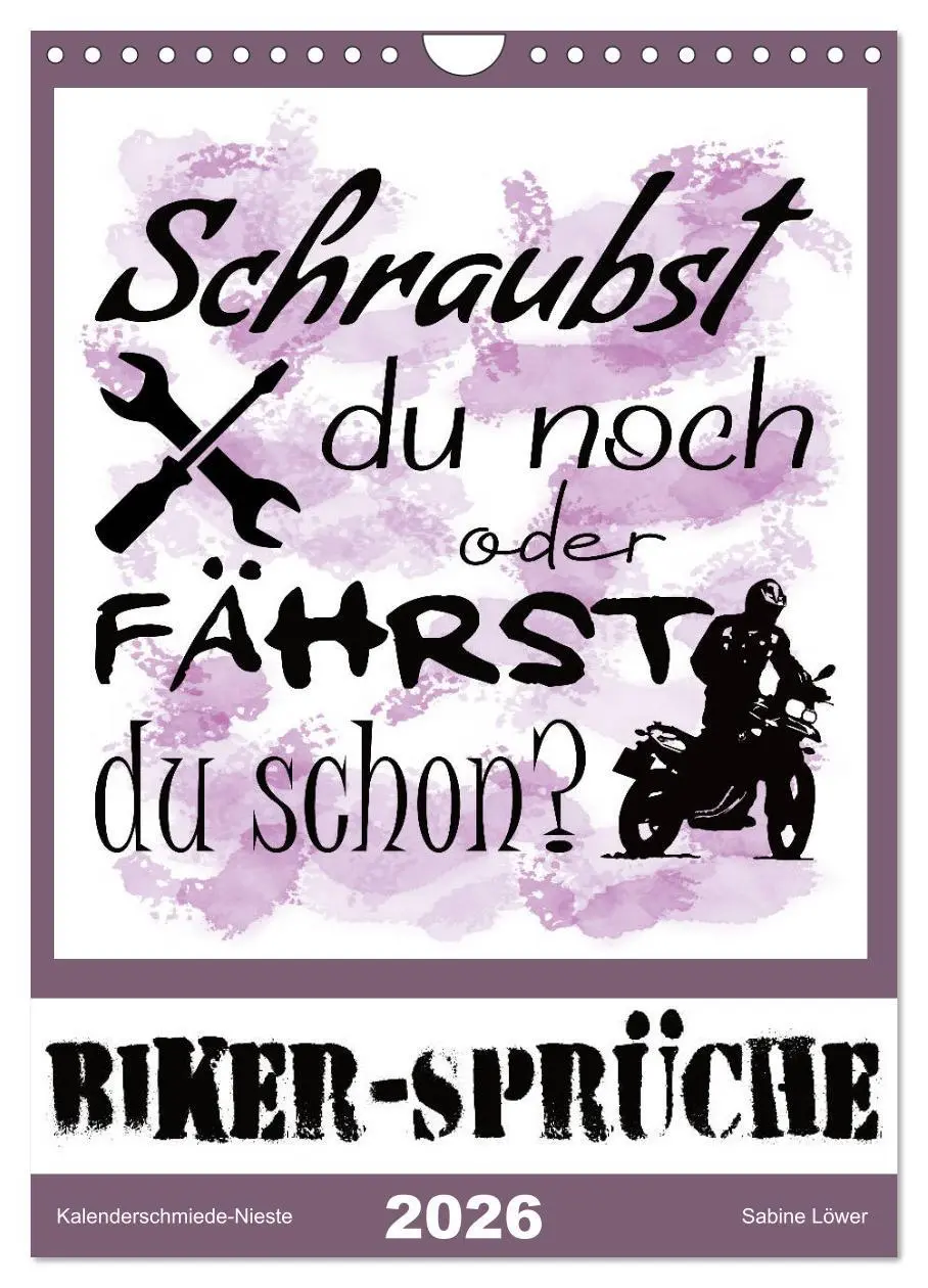 Cover: 9783516375930 | Biker-Sprüche (Wandkalender 2026 DIN A4 hoch), CALVENDO Monatskalender