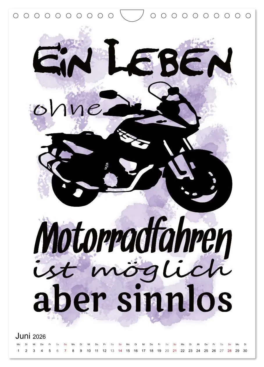 Bild: 9783516375930 | Biker-Sprüche (Wandkalender 2026 DIN A4 hoch), CALVENDO Monatskalender