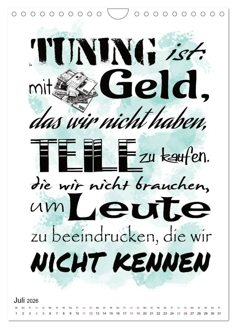 Bild: 9783516375930 | Biker-Sprüche (Wandkalender 2026 DIN A4 hoch), CALVENDO Monatskalender