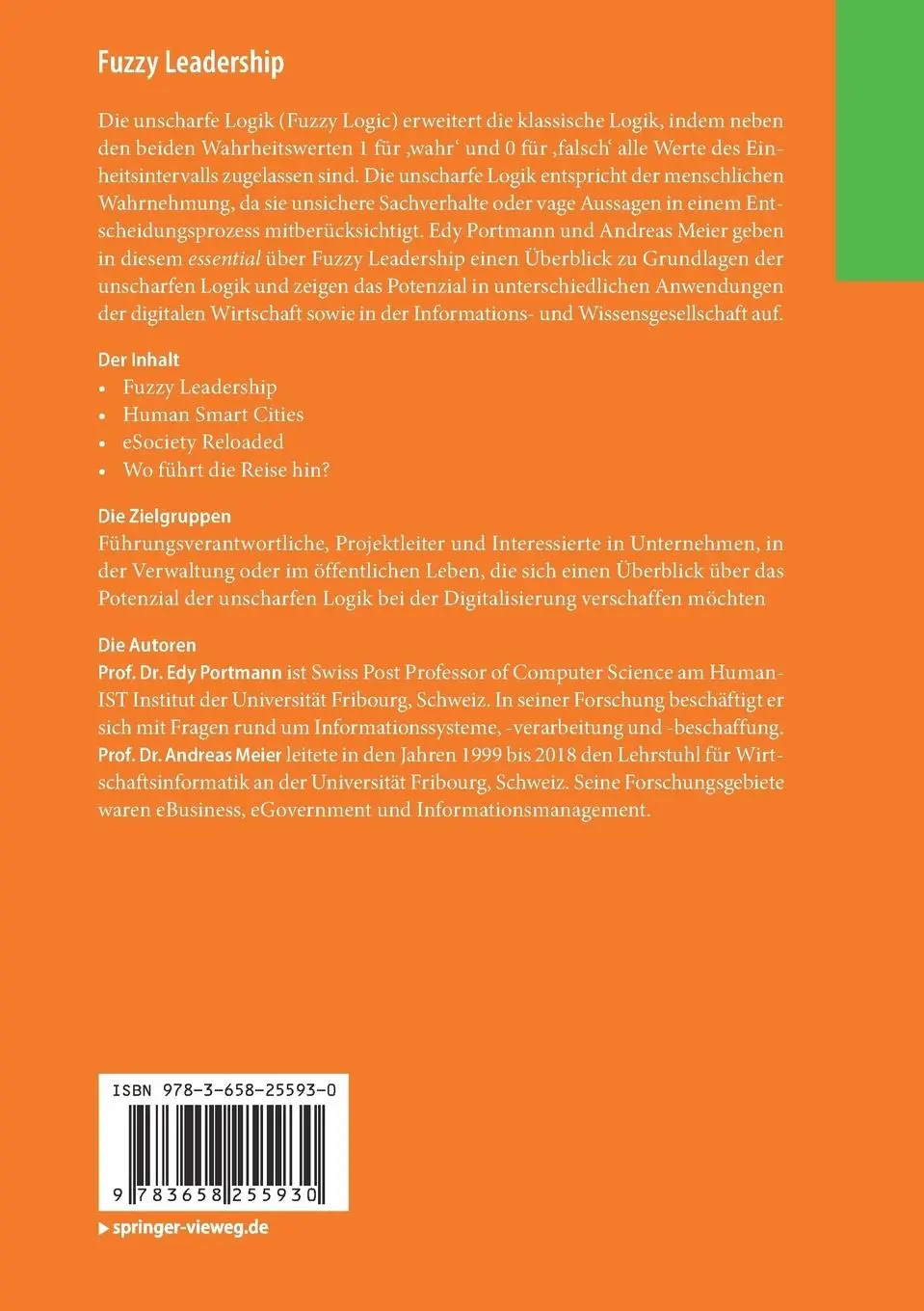 Rückseite: 9783658255930 | Fuzzy Leadership | Andreas Meier (u. a.) | Taschenbuch | xii | Deutsch