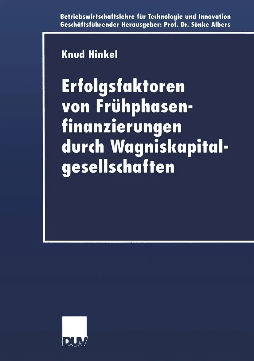 Cover: 9783824405930 | Erfolgsfaktoren von Frühphasenfinanzierungen durch...