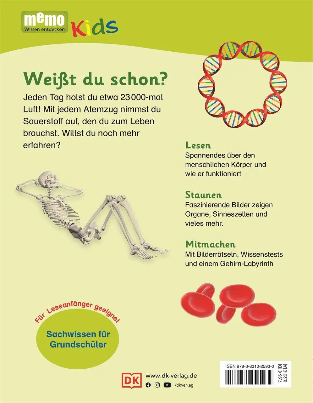 Rückseite: 9783831025930 | memo Kids. Der Mensch | So funktioniert unser Körper | DK Verlag