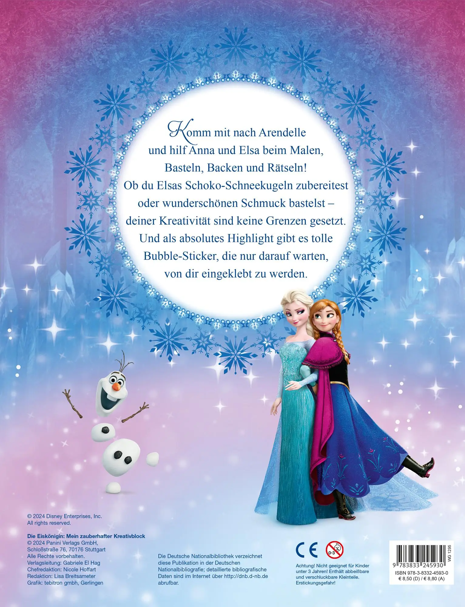 Rückseite: 9783833245930 | Disney Die Eiskönigin: Mein zauberhafter Kreativblock | Panini | Buch