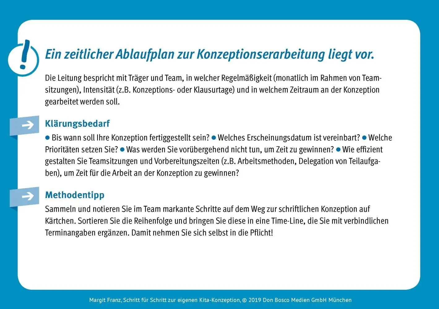 Bild: 4260179516030 | Schritt für Schritt zur eigenen Kita-Konzeption | Margit Franz | 1 Box