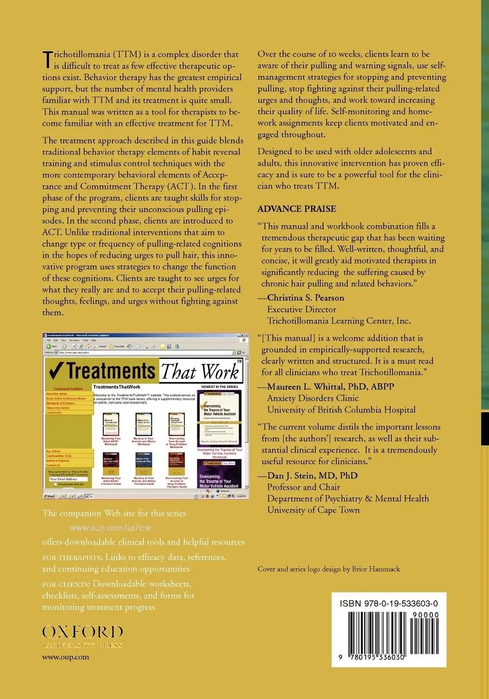 Rückseite: 9780195336030 | Trichotillomania | Douglas W. Woods (u. a.) | Taschenbuch | Englisch