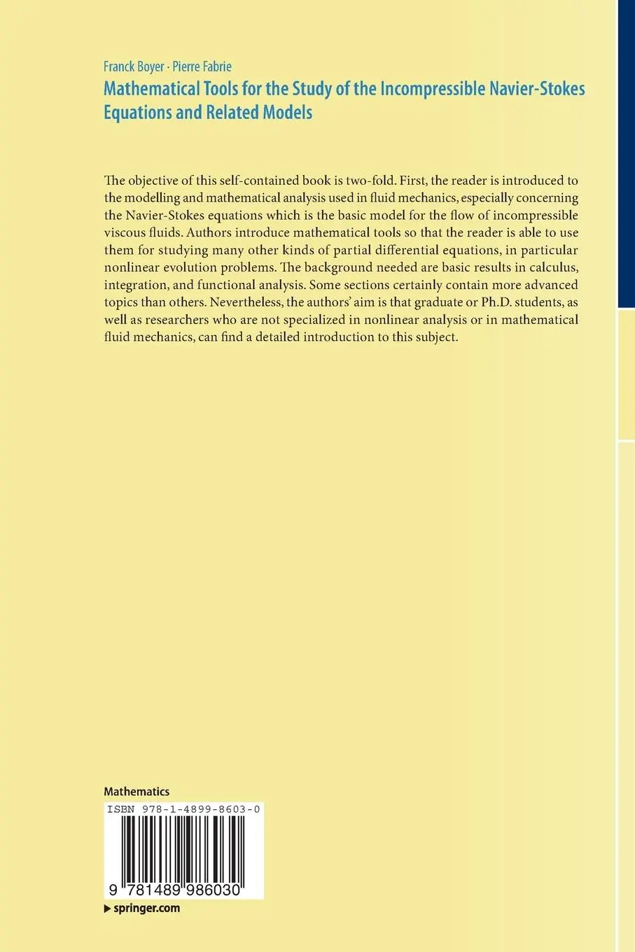 Rückseite: 9781489986030 | Mathematical Tools for the Study of the Incompressible...