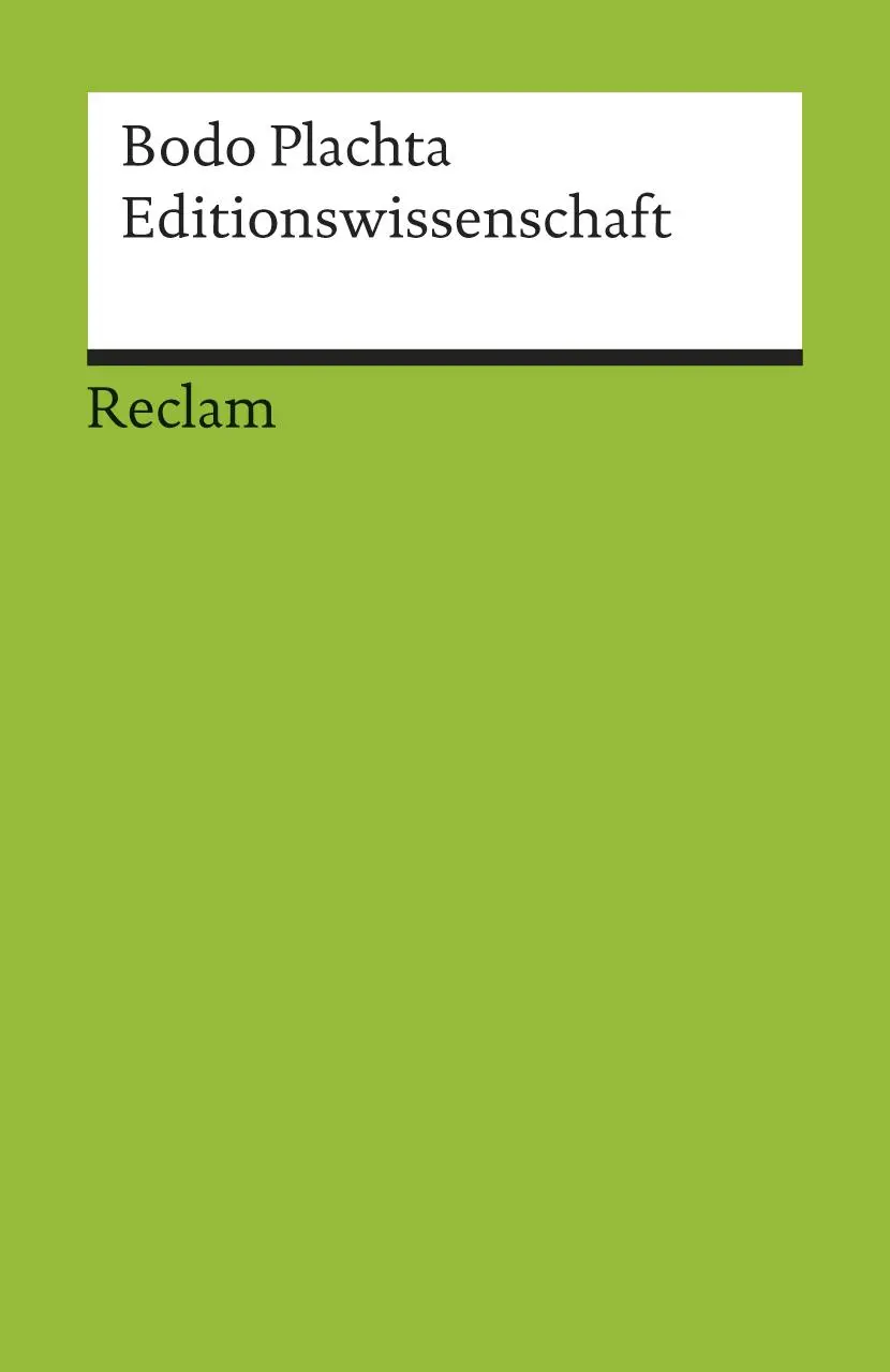 Cover: 9783150176030 | Editionswissenschaft | Bodo Plachta | Taschenbuch | 170 S. | Deutsch