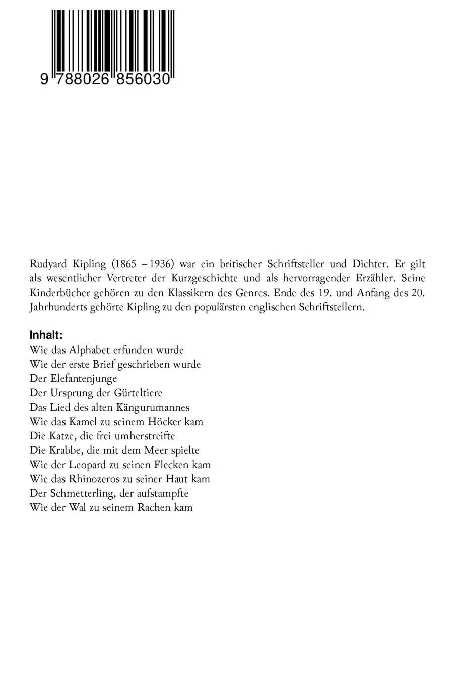 Rückseite: 9788026856030 | Nur so Geschichten - Das tierische Märchenbuch | Rudyard Kipling