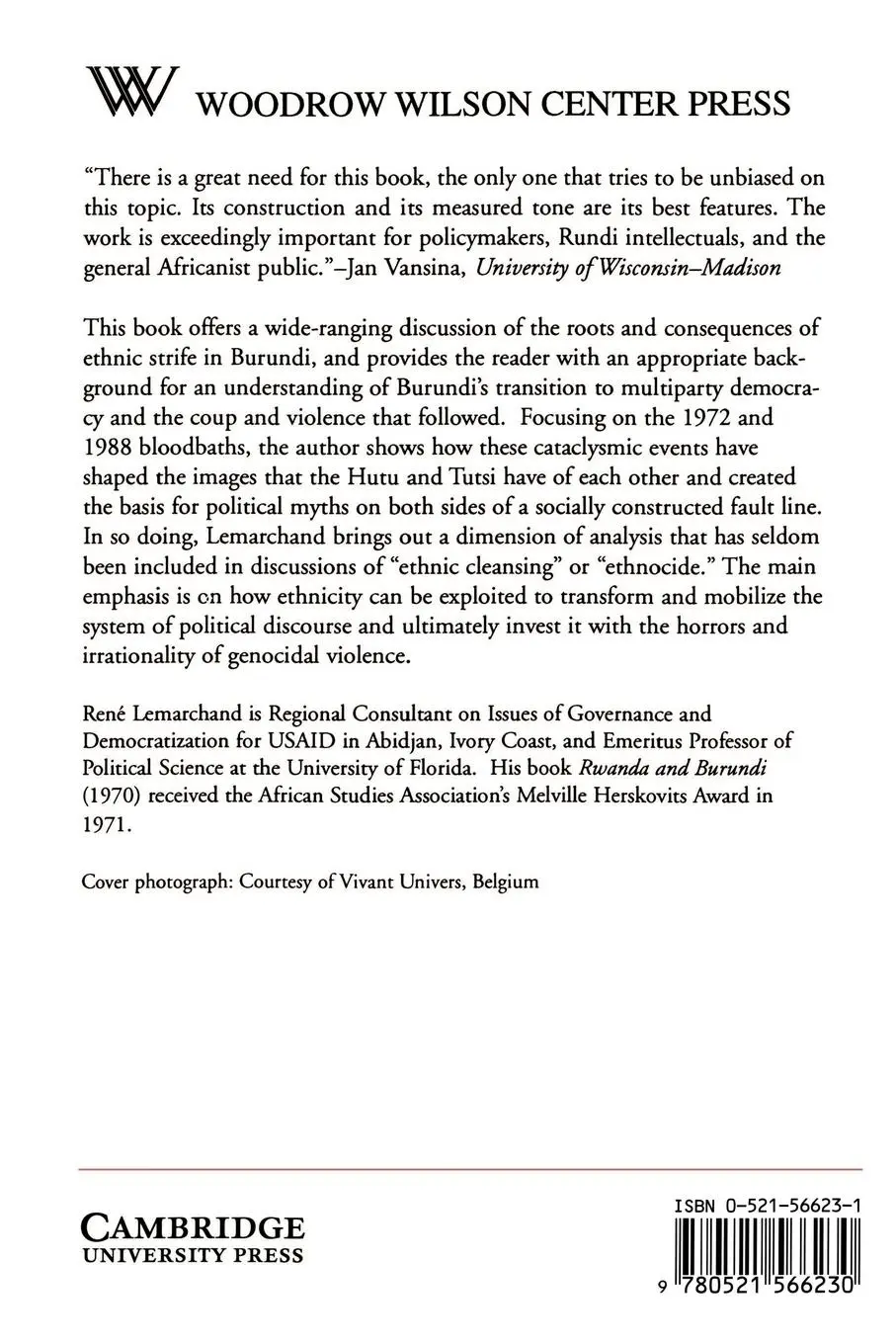 Rückseite: 9780521566230 | Burundi | Ethnic Conflict and Genocide | Rene Lemarchand (u. a.)