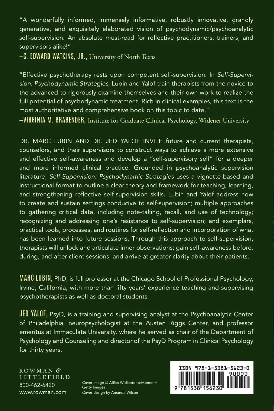 Rückseite: 9781538156230 | Self-Supervision | Psychodynamic Strategies | Marc Lubin (u. a.)