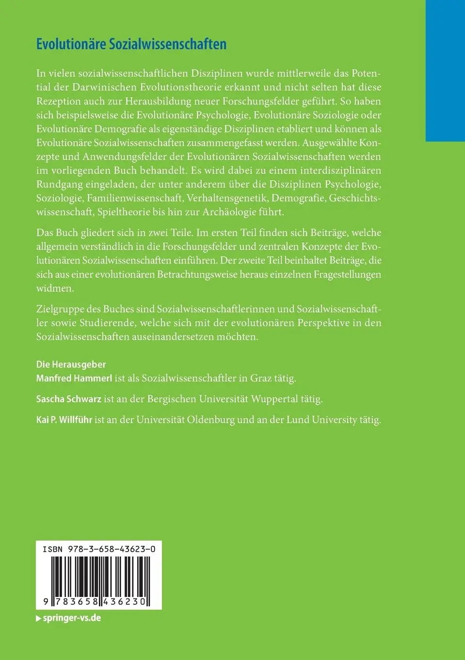 Rückseite: 9783658436230 | Evolutionäre Sozialwissenschaften | Ein Rundgang | Hammerl (u. a.)
