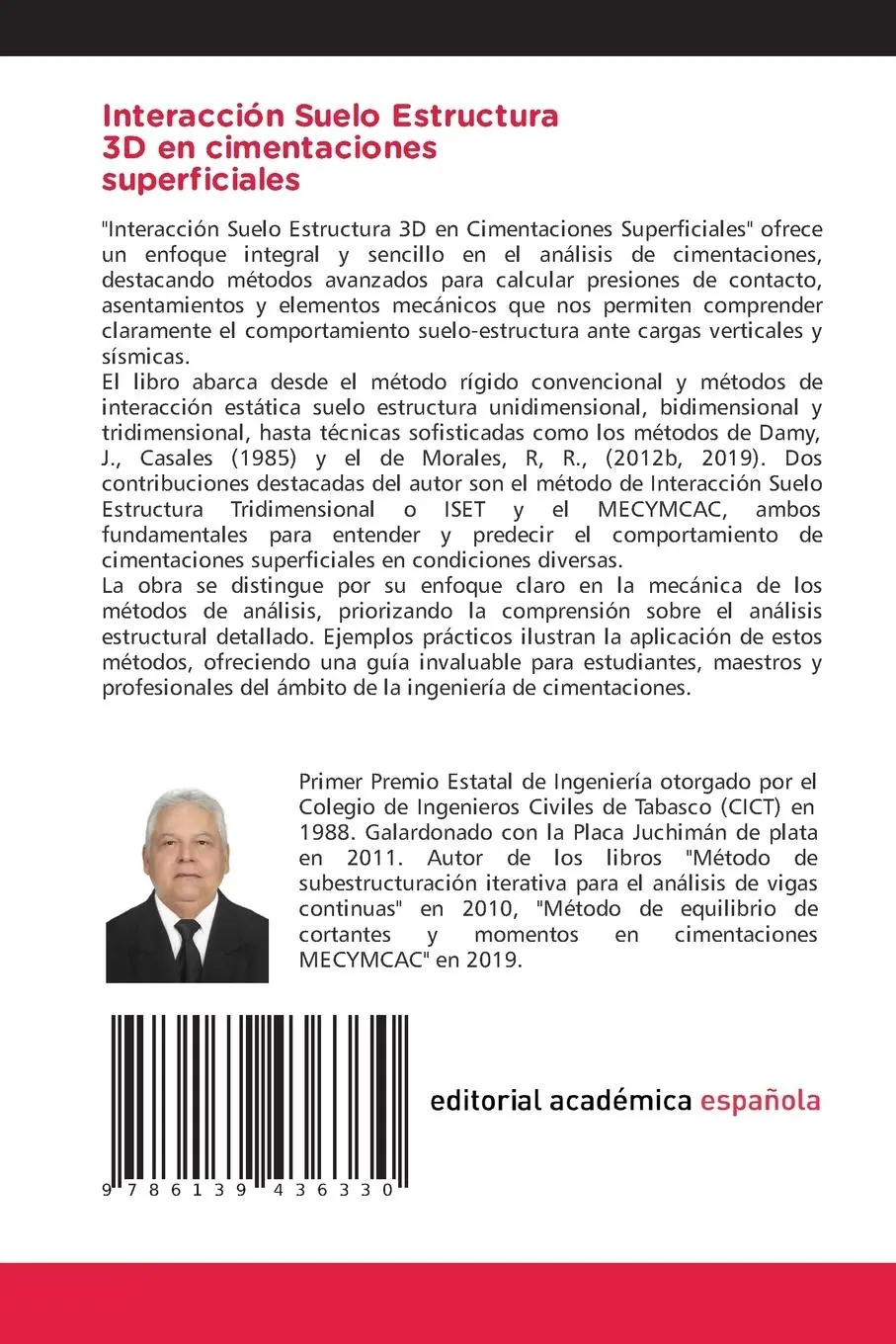 Rückseite: 9786139436330 | Interacción Suelo Estructura 3D en cimentaciones superficiales | Ross
