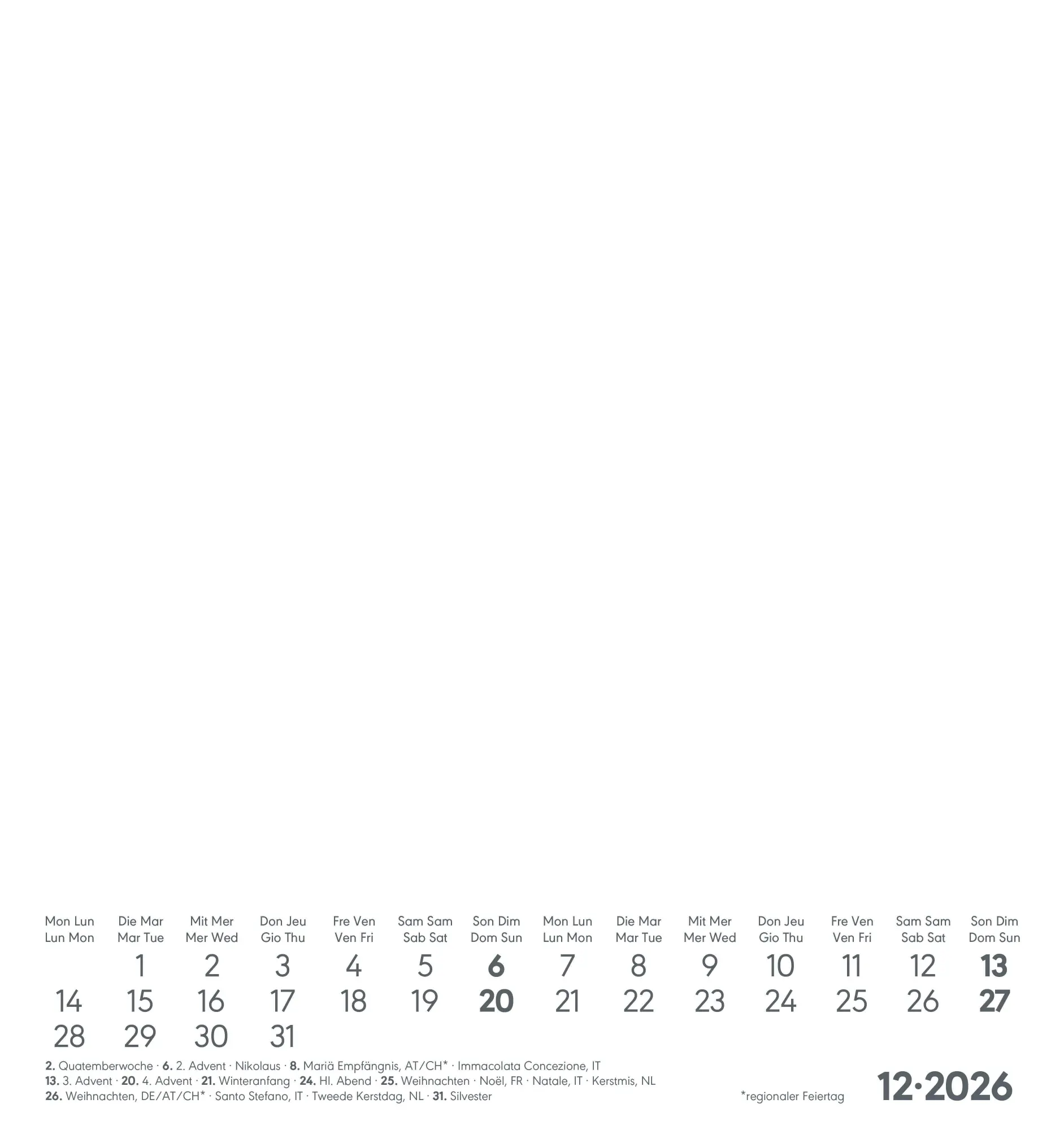 Bild: 4069095006430 | Kreativ-Kalender weiß 2026 - 16x17 cm - Foto, Malen, Basteln -...