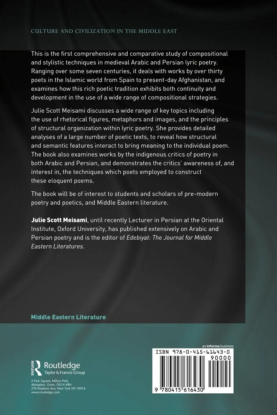 Rückseite: 9780415616430 | Structure and Meaning in Medieval Arabic and Persian Lyric Poetry