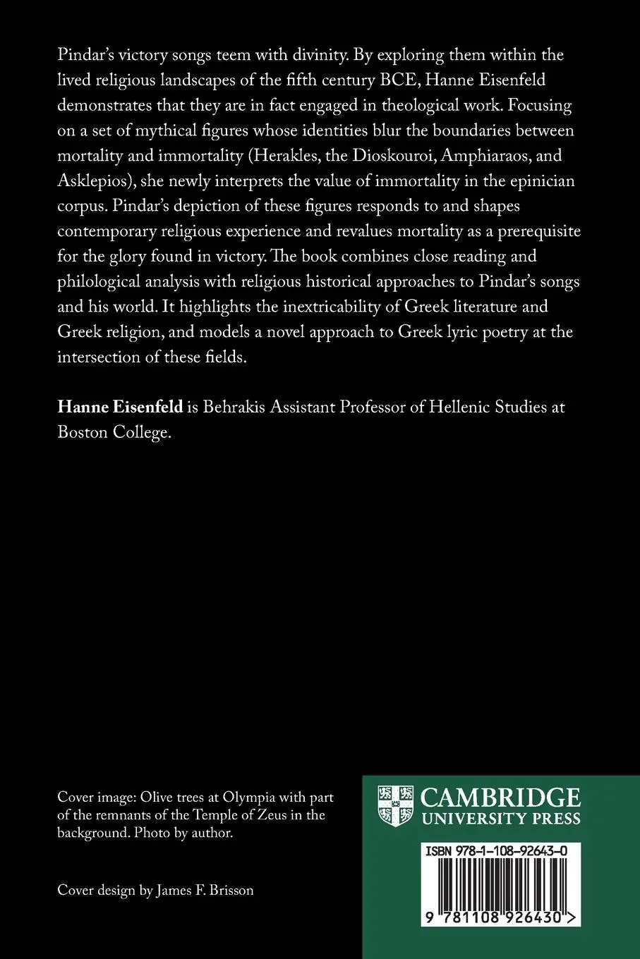 Rückseite: 9781108926430 | Pindar and Greek Religion | Hanne Eisenfeld | Taschenbuch | Paperback
