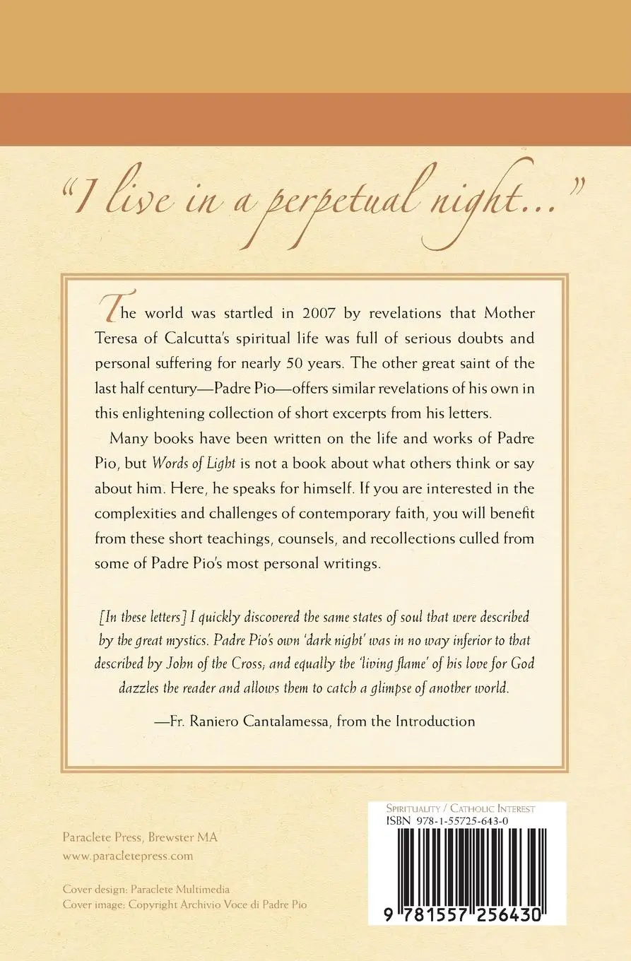 Rückseite: 9781557256430 | Words of Light | Inspiration from the Letters of Padre Pio | Padre Pio