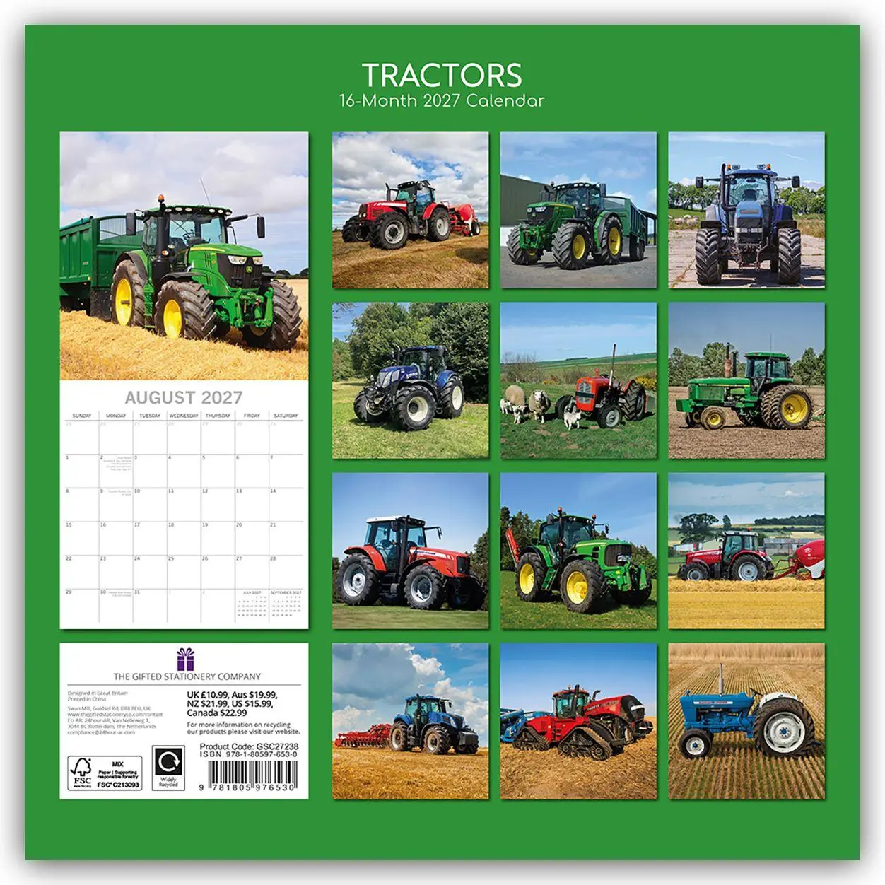 Rückseite: 9781805976530 | Tractors - Traktoren 2027 - 16-Monatskalender | Ltd | Kalender | 28 S.