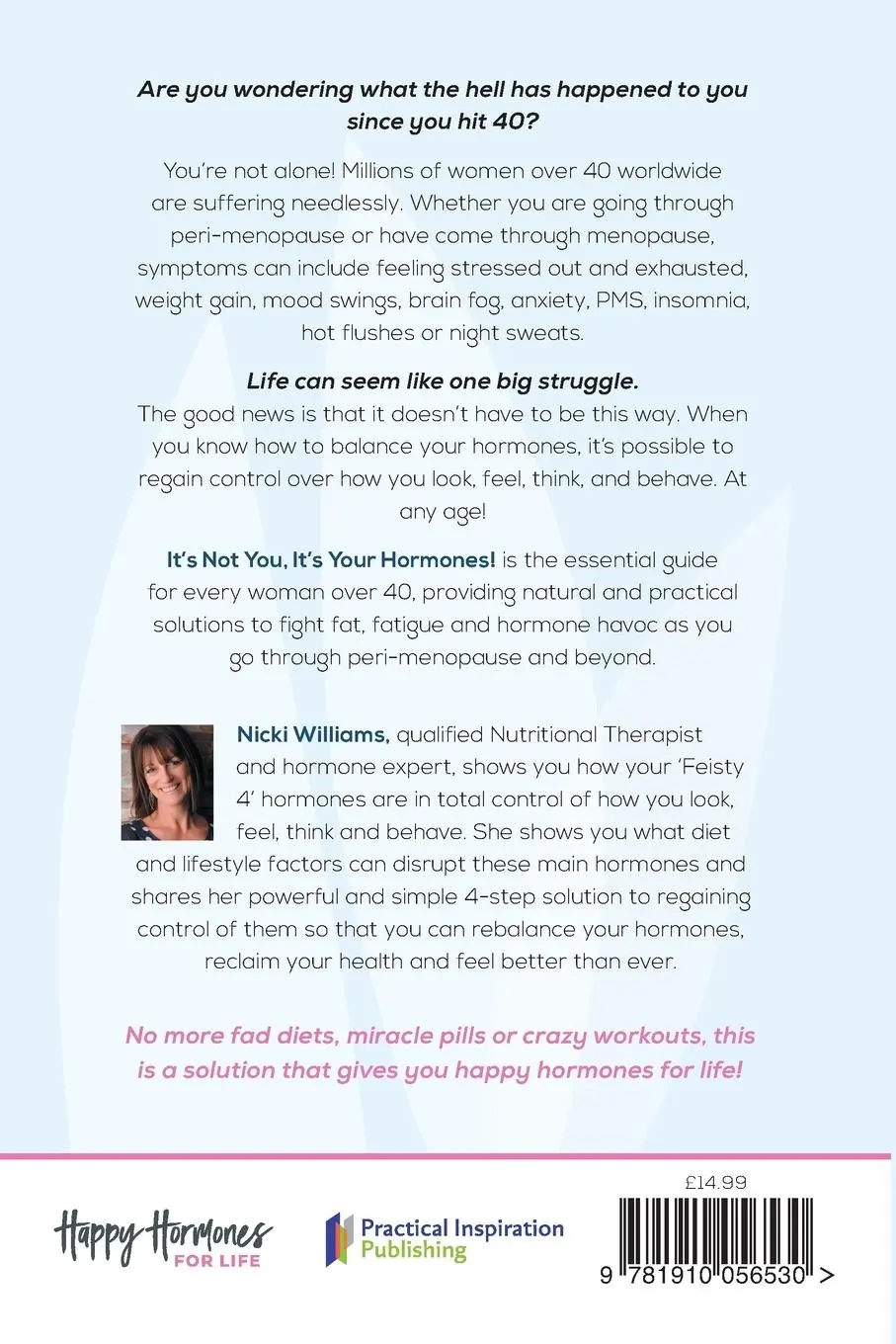 Rückseite: 9781910056530 | It's Not You, It's Your Hormones! | Nicki Williams | Taschenbuch