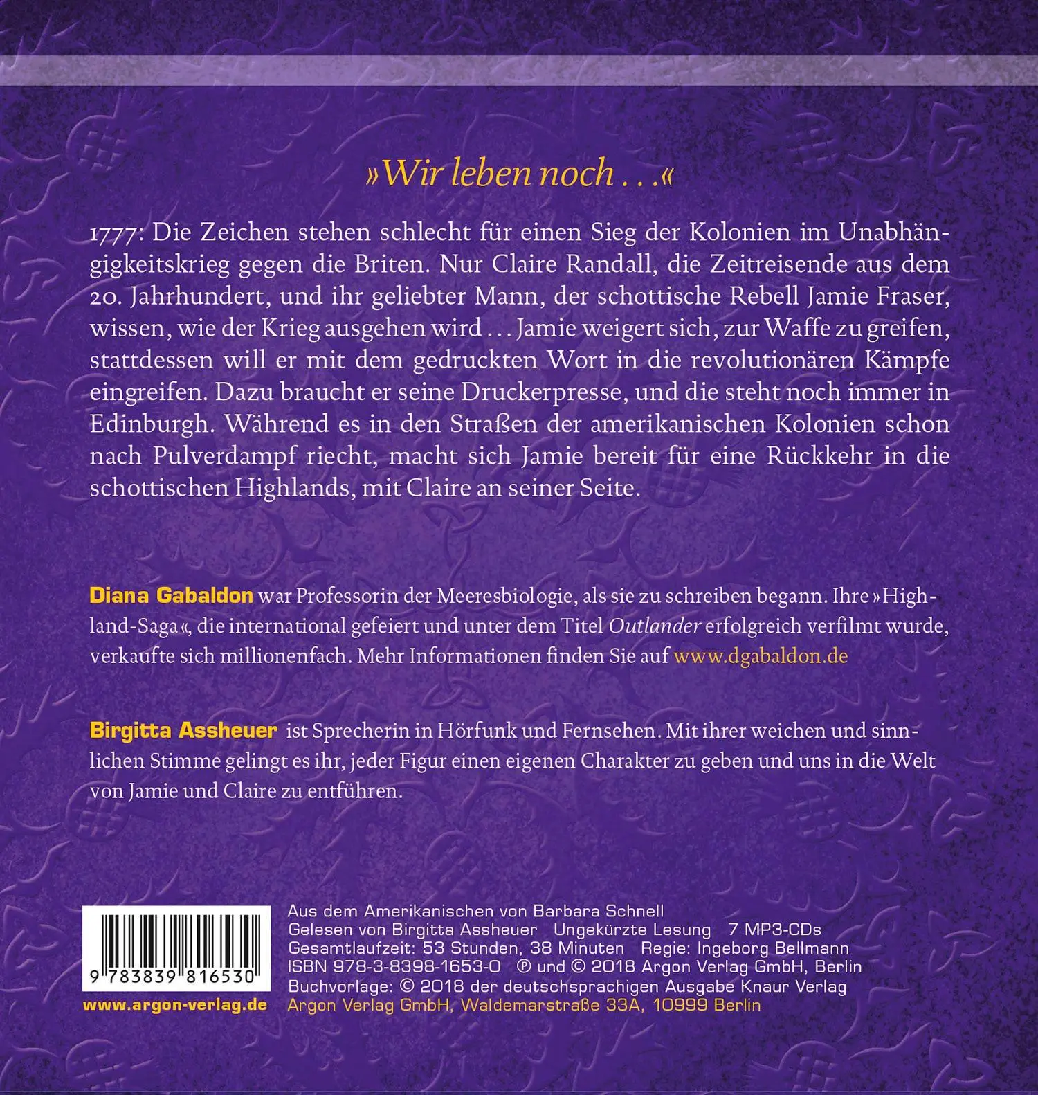 Rückseite: 9783839816530 | Outlander - Echo der Hoffnung | Diana Gabaldon | MP3 | Deutsch | 2018