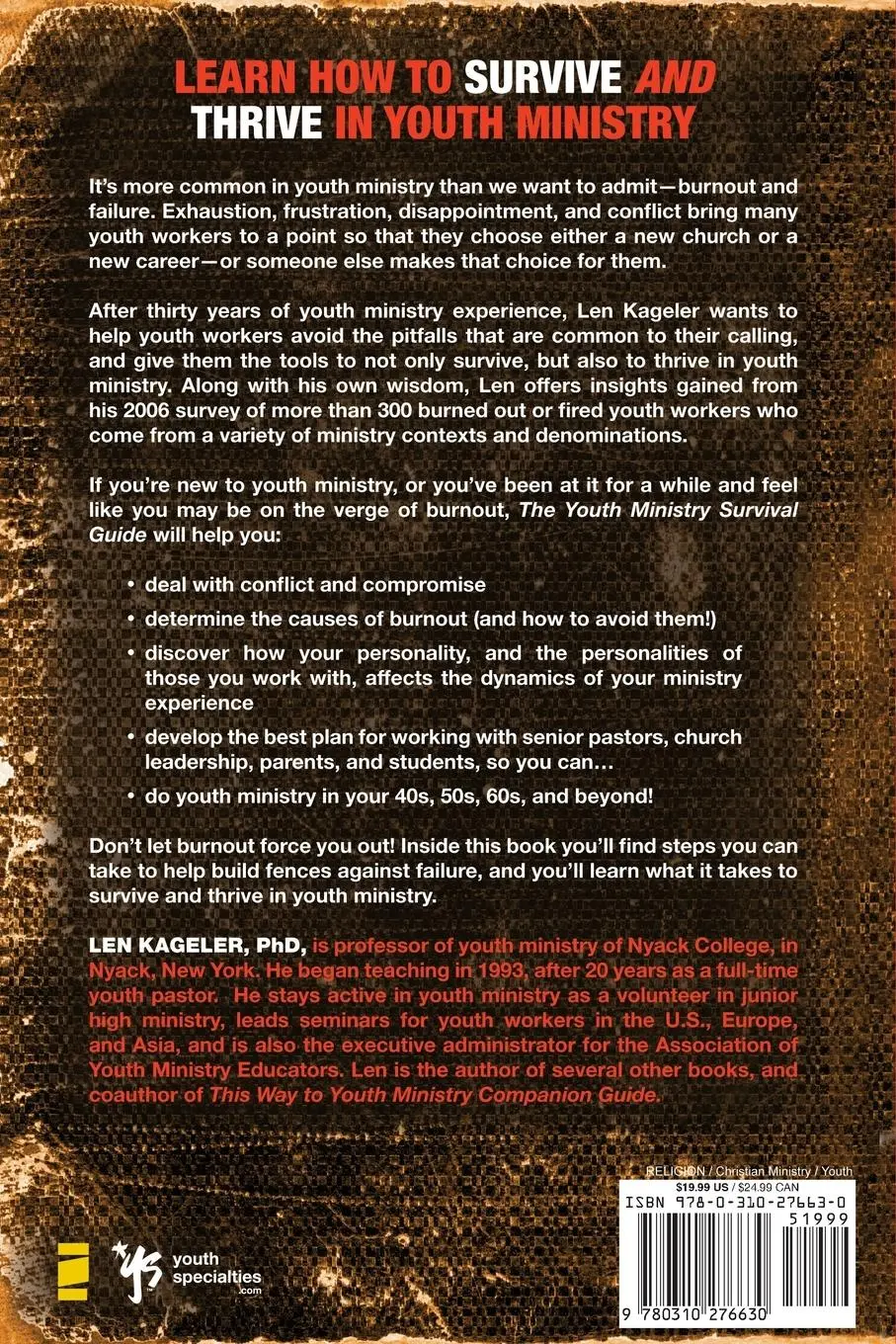 Rückseite: 9780310276630 | The Youth Ministry Survival Guide | Len Kageler | Taschenbuch | 2008