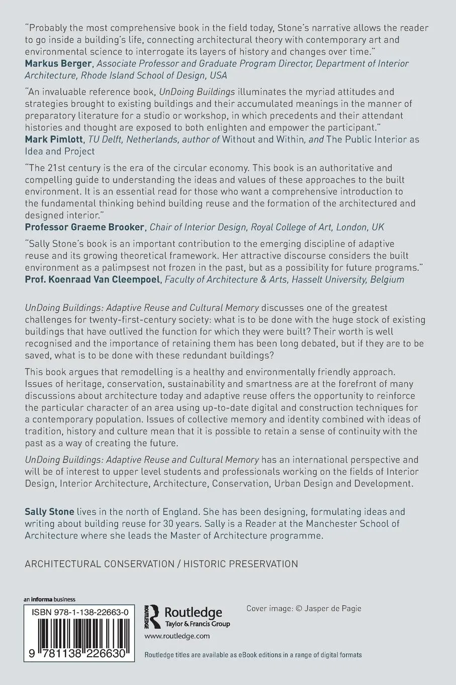 Rückseite: 9781138226630 | UnDoing Buildings | Adaptive Reuse and Cultural Memory | Sally Stone