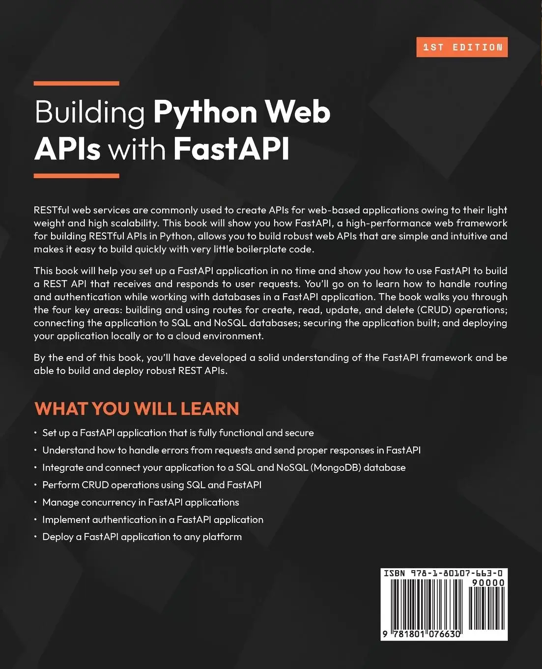 Rückseite: 9781801076630 | Building Python Web APIs with FastAPI | Abdulazeez Abdulazeez Adeshina