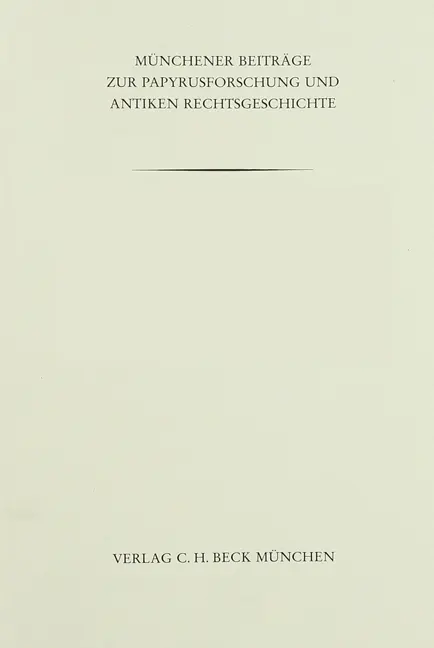 Cover: 9783406006630 | Die Körperverletzung an Freien im klassischen römischen Recht
