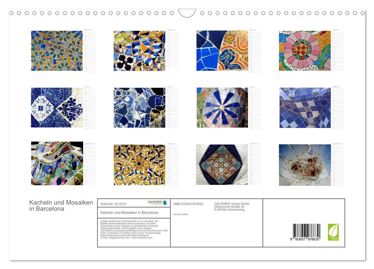 Bild: 9783457976630 | Kacheln und Mosaiken in Barcelona (Wandkalender 2026 DIN A3 quer),...