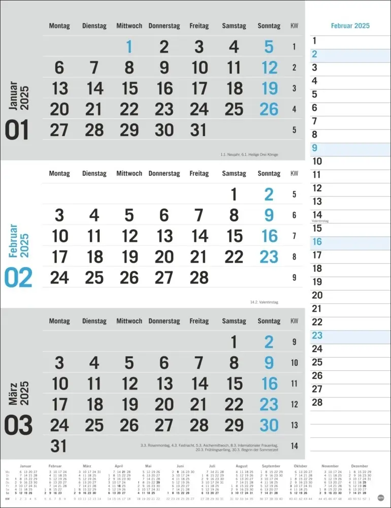 Bild: 9783756406630 | 3-Monats-Planer, blau 2025 | Kalender | Spiralbindung | Deutsch | 2025