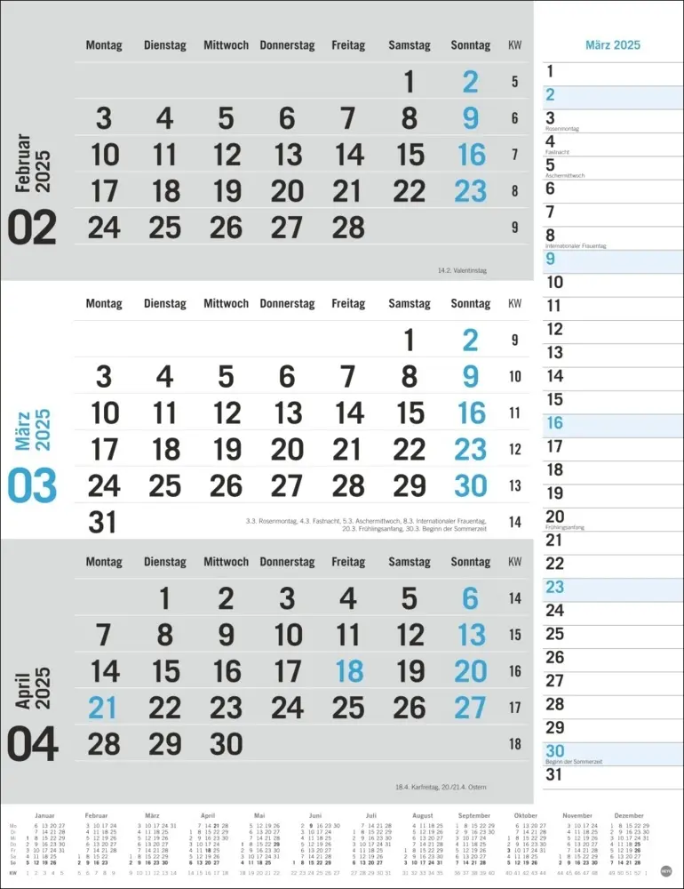 Bild: 9783756406630 | 3-Monats-Planer, blau 2025 | Kalender | Spiralbindung | Deutsch | 2025