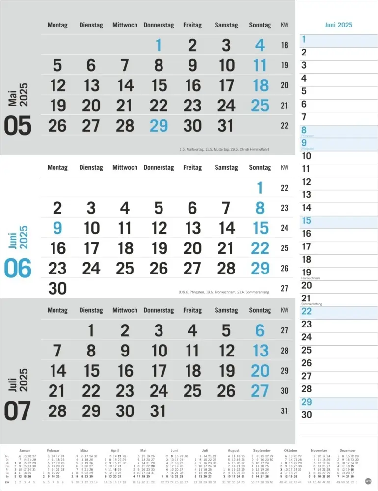 Bild: 9783756406630 | 3-Monats-Planer, blau 2025 | Kalender | Spiralbindung | Deutsch | 2025