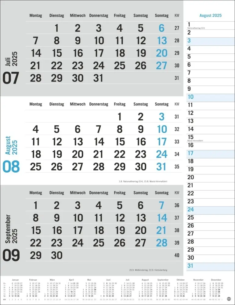 Bild: 9783756406630 | 3-Monats-Planer, blau 2025 | Kalender | Spiralbindung | Deutsch | 2025