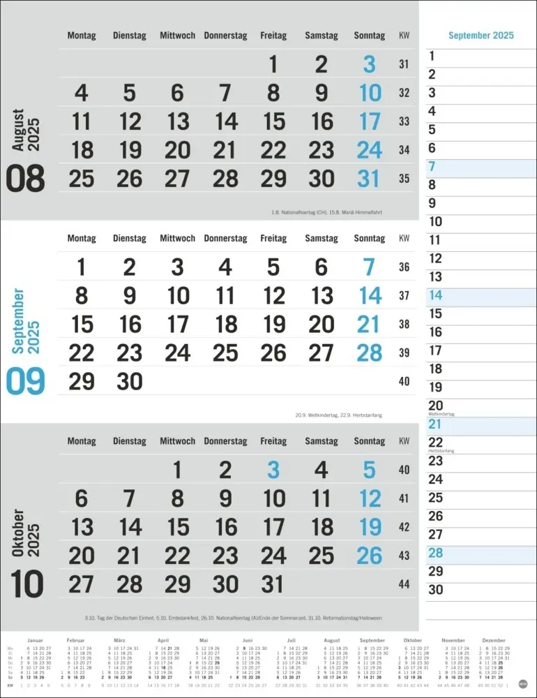 Bild: 9783756406630 | 3-Monats-Planer, blau 2025 | Kalender | Spiralbindung | Deutsch | 2025