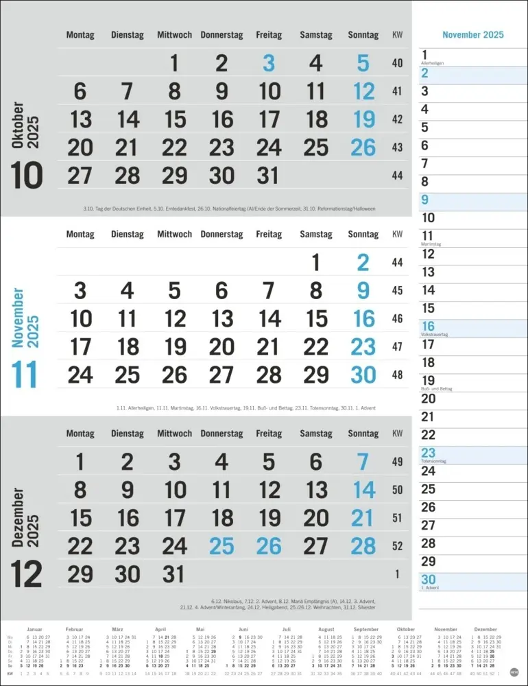 Bild: 9783756406630 | 3-Monats-Planer, blau 2025 | Kalender | Spiralbindung | Deutsch | 2025