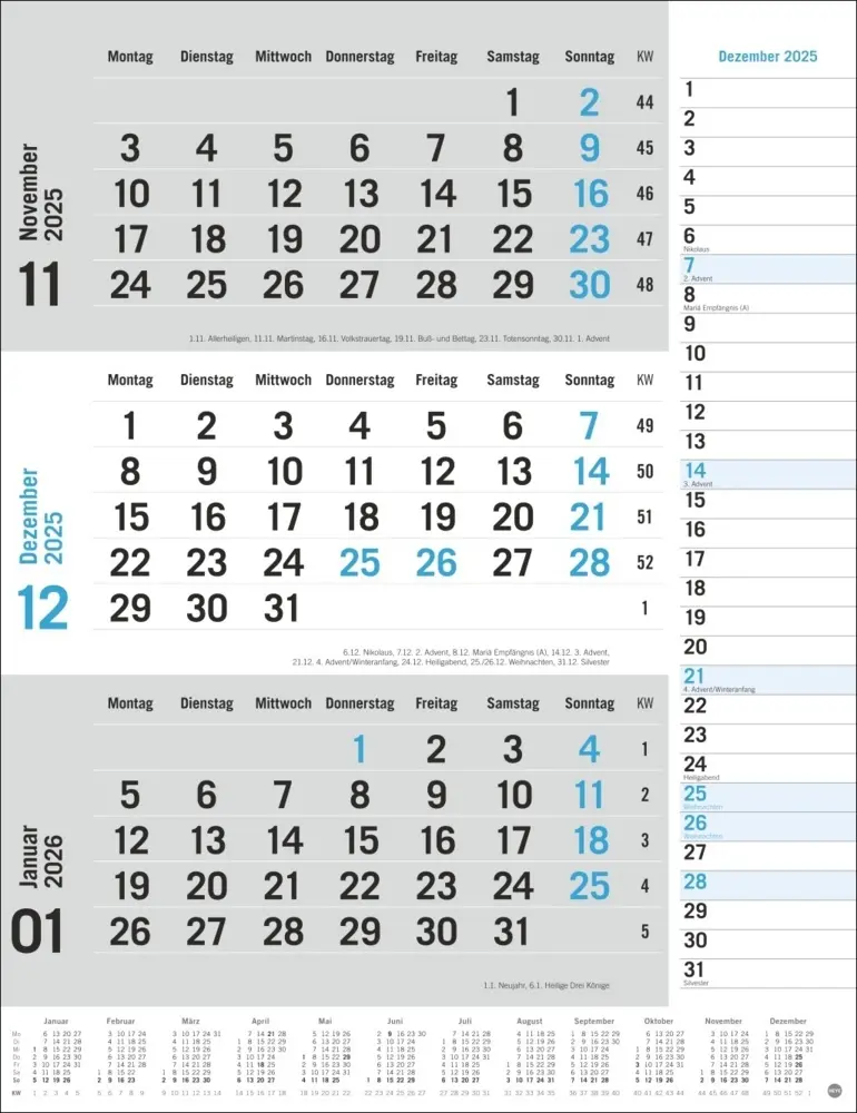Bild: 9783756406630 | 3-Monats-Planer, blau 2025 | Kalender | Spiralbindung | Deutsch | 2025