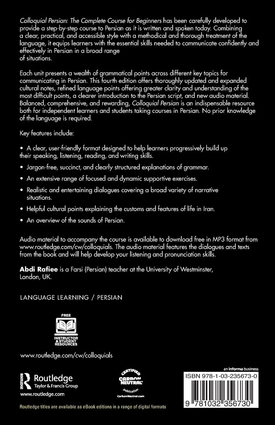 Rückseite: 9781032356730 | Colloquial Persian | The Complete Course for Beginners | Abdi Rafiee
