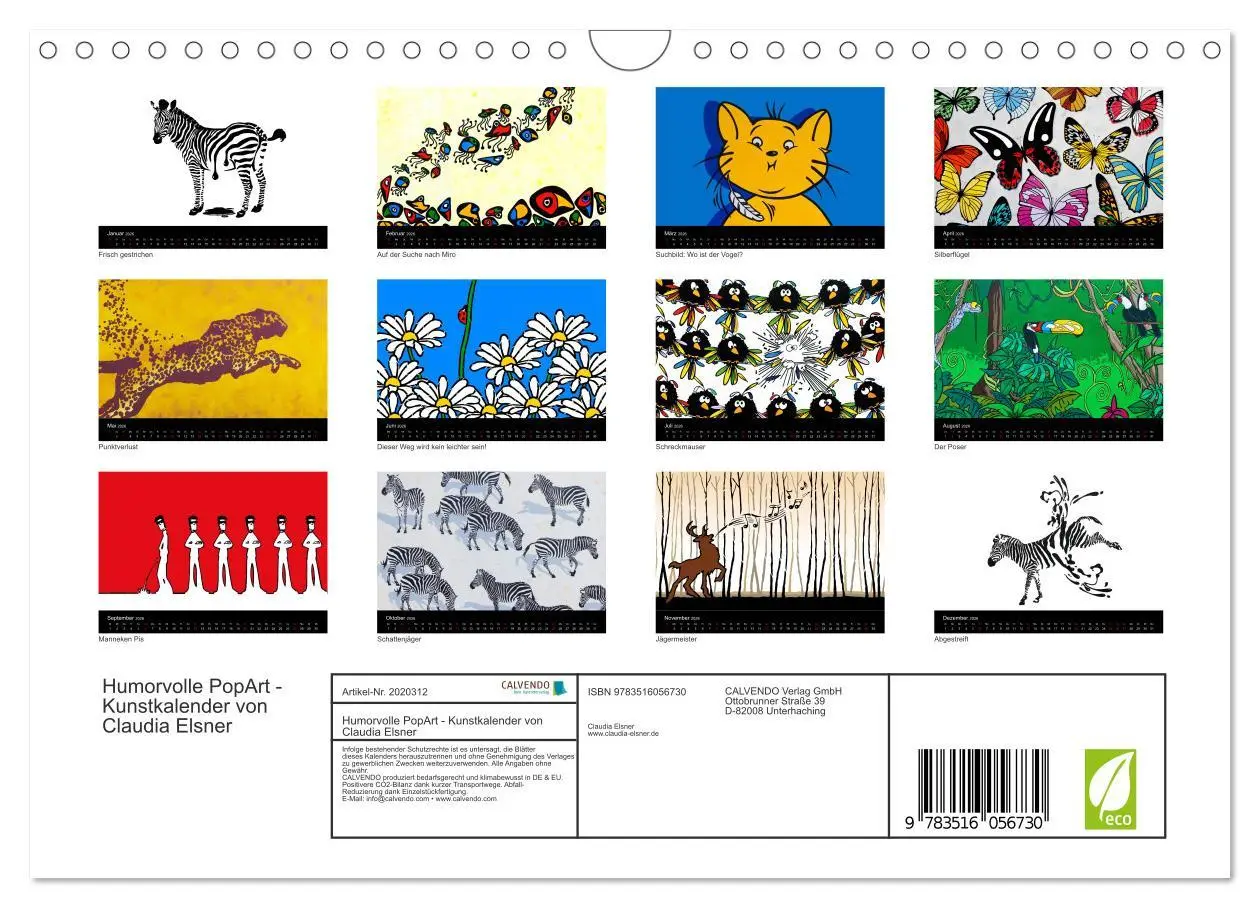Bild: 9783516056730 | Humorvolle PopArt - Kunstkalender von Claudia Elsner (Wandkalender...