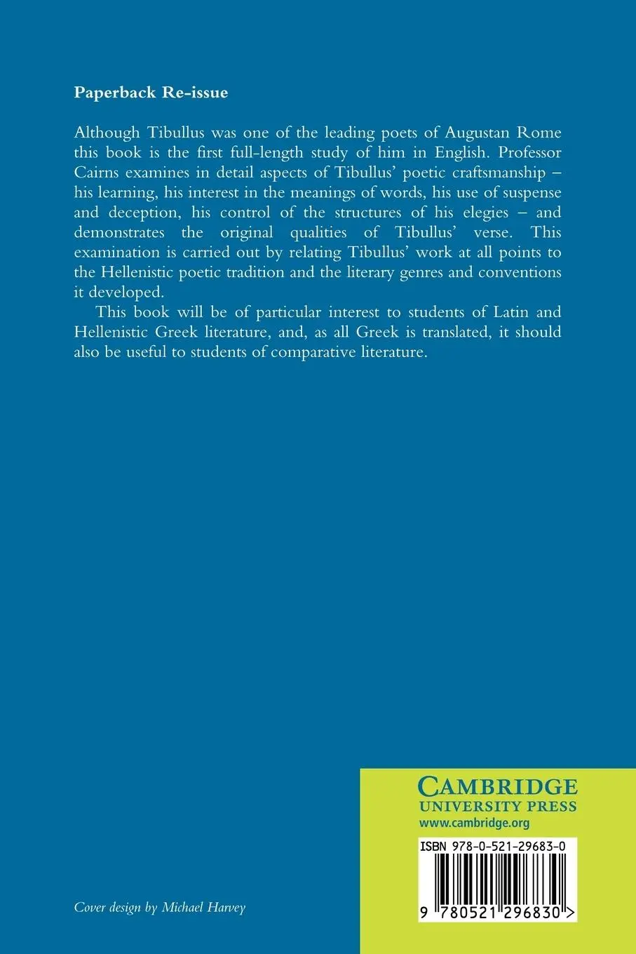 Rückseite: 9780521296830 | Tibullus | A Hellenistic Poet at Rome | Francis Cairns | Taschenbuch