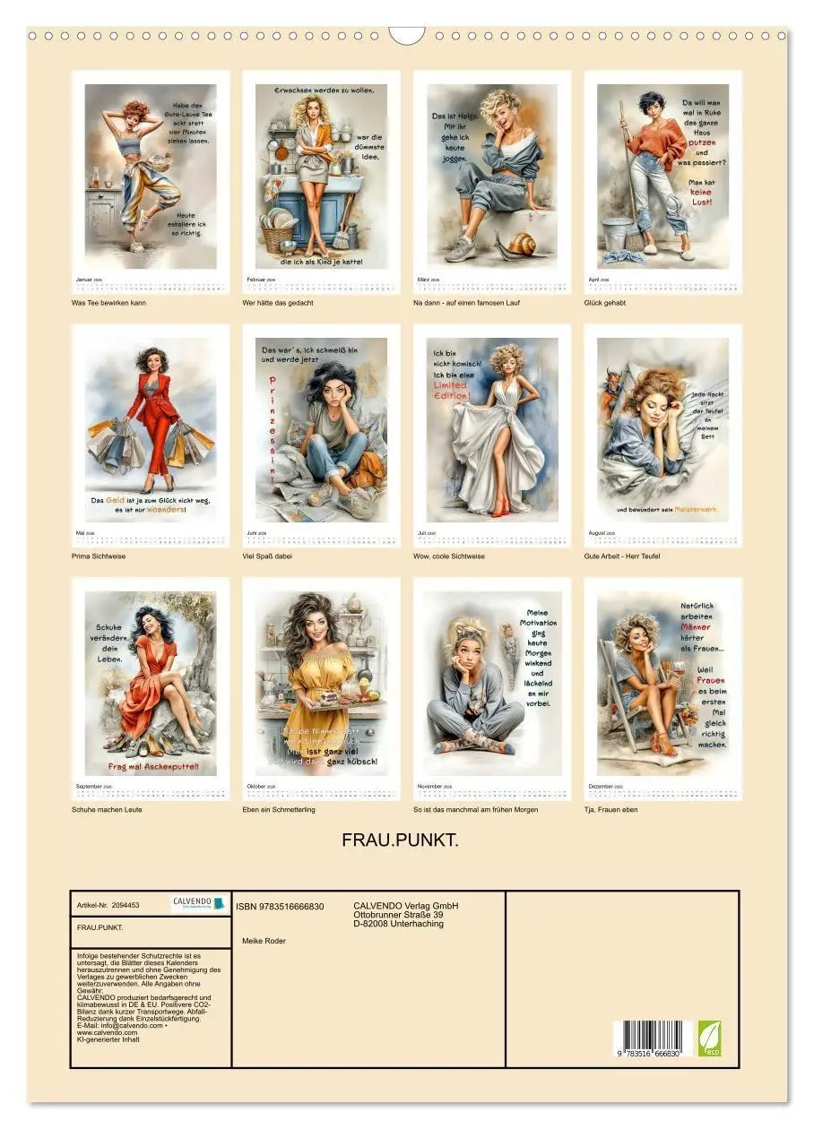 Bild: 9783516666830 | FRAU.PUNKT. (Wandkalender 2026 DIN A2 hoch), CALVENDO Monatskalender