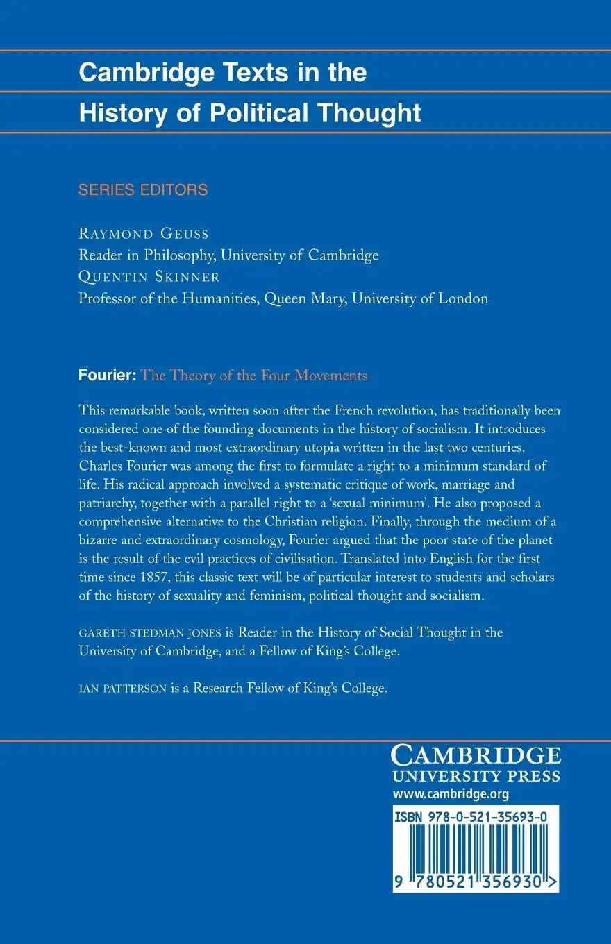 Rückseite: 9780521356930 | Fourier | 'The Theory of the Four Movements' | Charles Fourier (u. a.)