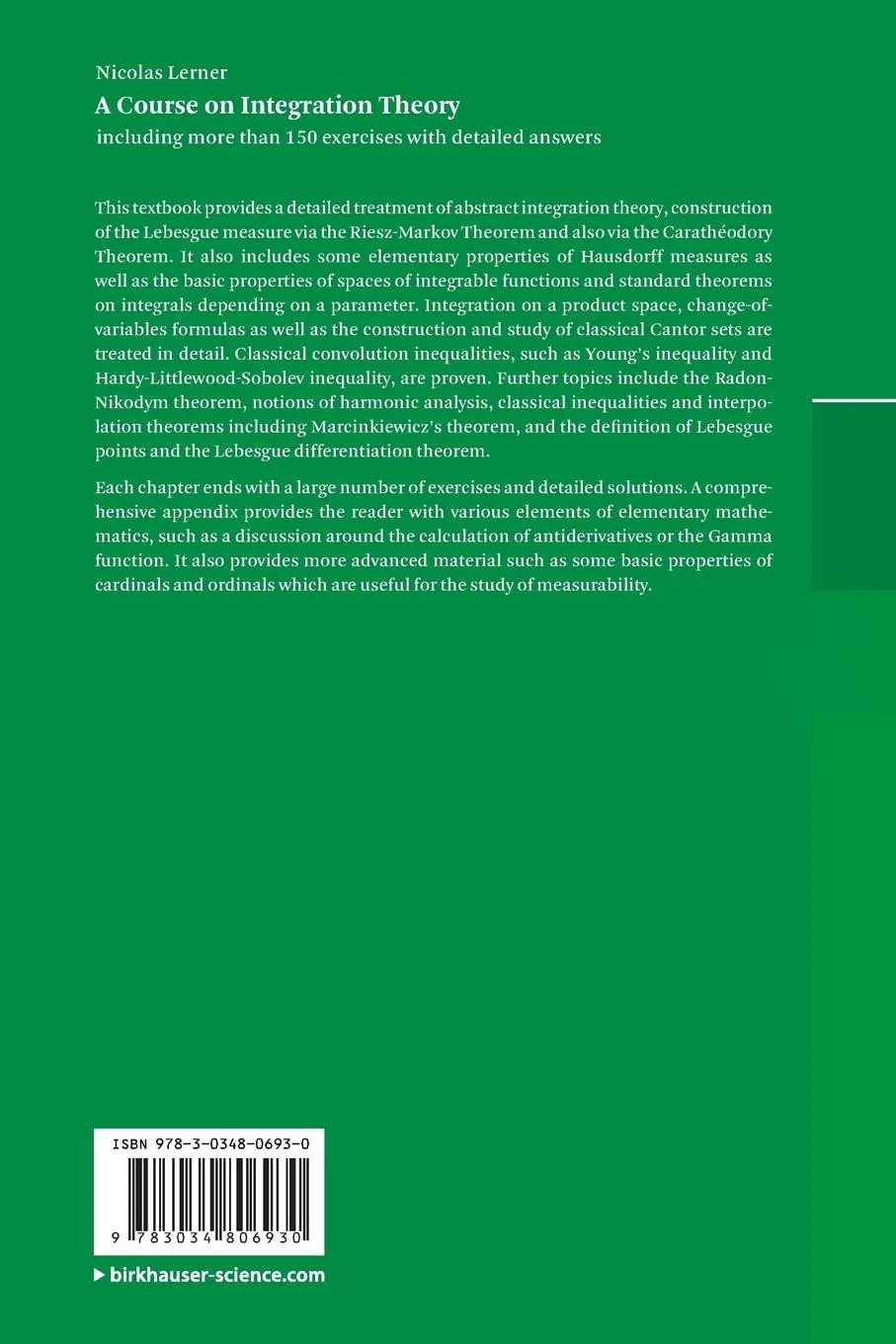 Rückseite: 9783034806930 | A Course on Integration Theory | Nicolas Lerner | Taschenbuch | xviii