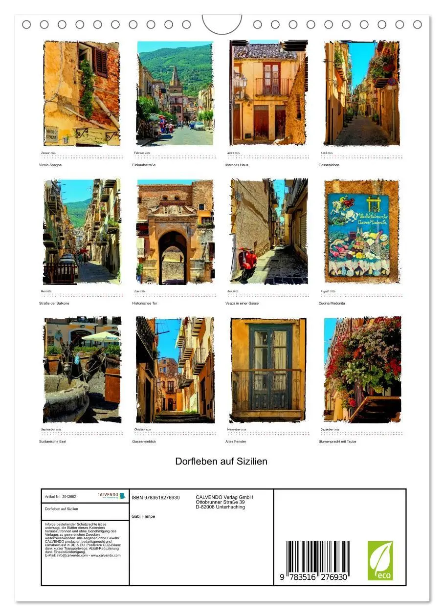 Bild: 9783516276930 | Dorfleben auf Sizilien (Wandkalender 2026 DIN A4 hoch), CALVENDO...