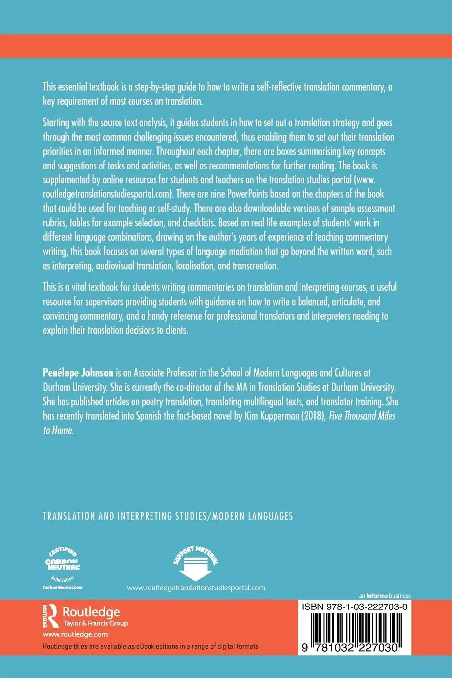 Rückseite: 9781032227030 | Writing a Translation Commentary | Penélope Johnson | Taschenbuch
