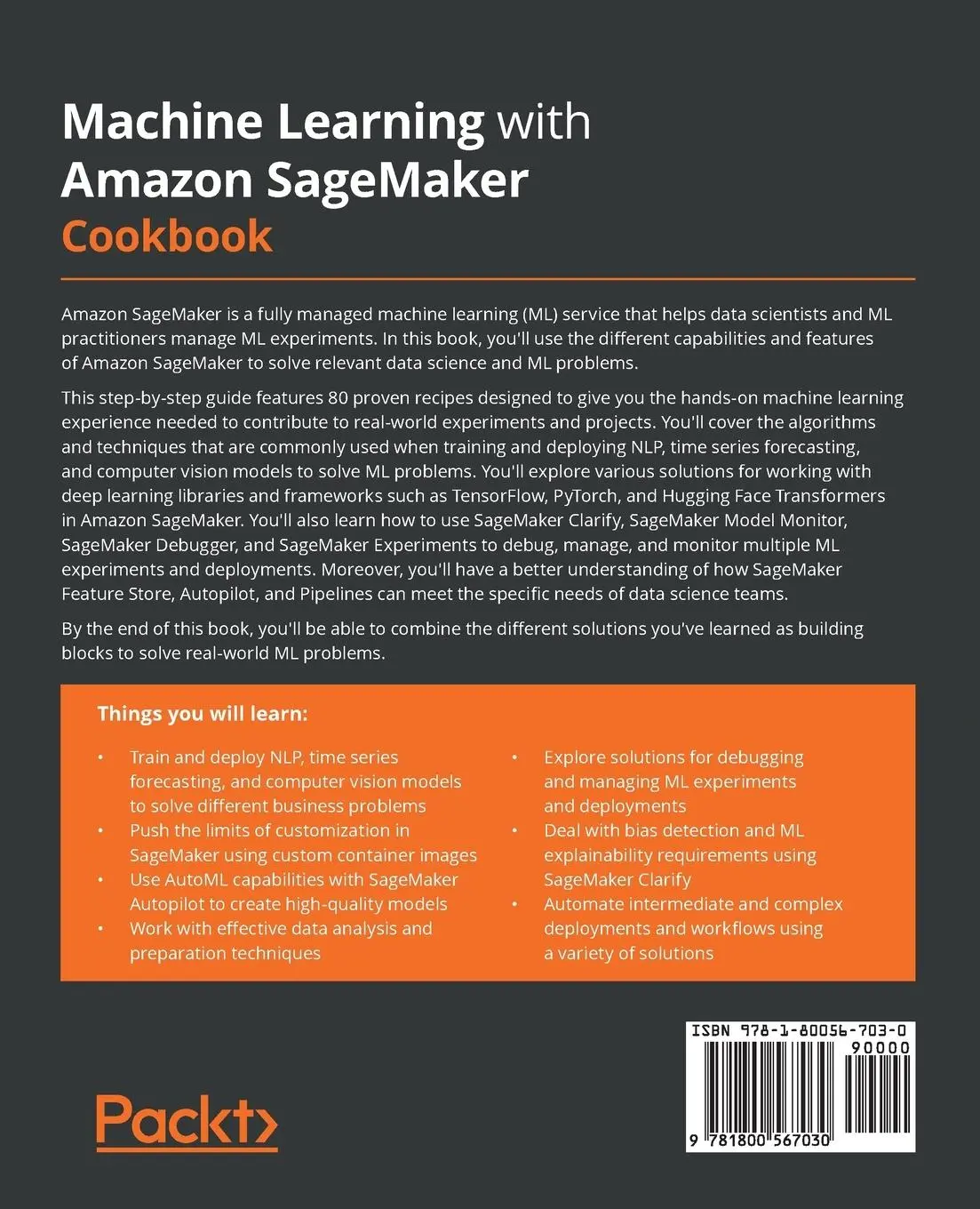 Rückseite: 9781800567030 | Machine Learning with Amazon SageMaker Cookbook | Joshua Arvin Lat