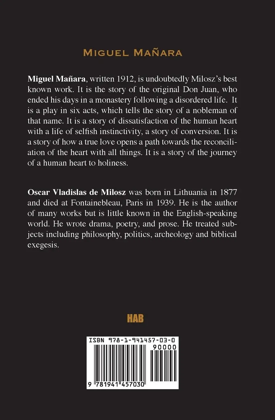 Rückseite: 9781941457030 | Miguel Mañara | Oscar Vladislas Milosz | Taschenbuch | Englisch | 2016