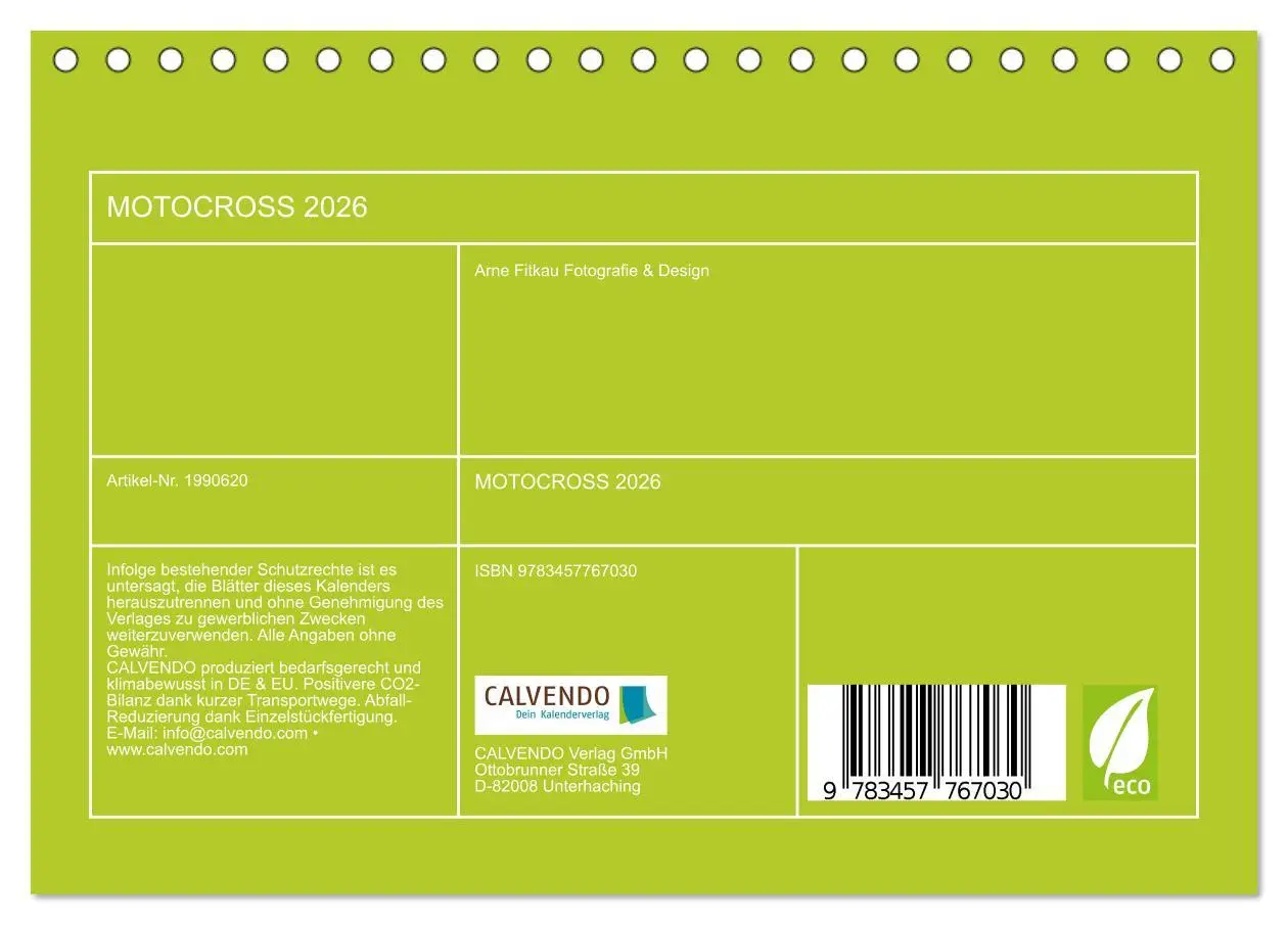 Bild: 9783457767030 | MOTOCROSS 2026 (Tischkalender 2026 DIN A5 quer), CALVENDO...
